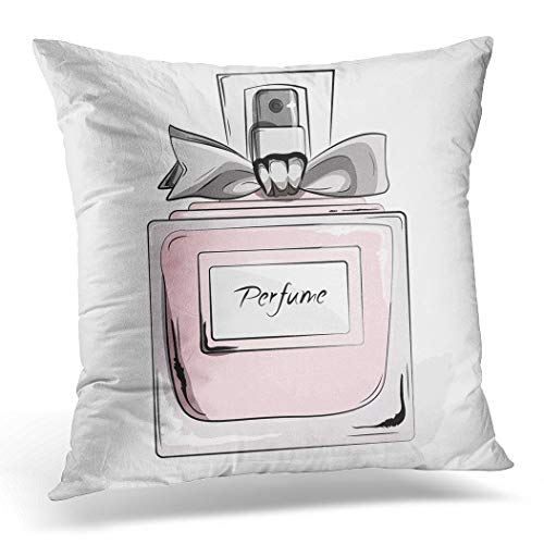 Topyee Funda de cojín Haute Couture con Perfume de Acuarela Rosa Botella en Woman Glamour 45 x 45 cm/18 x 18 Pulgadas, decoración del hogar, Funda de Almohada Cuadrada para Cama y sofá