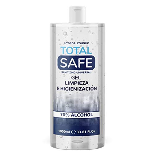 Total Safe – Gel Hidroalcohólico 1 Litro con 70% de Alcohol sin aclarado | Higienizante de Manos 1000ml | Hidrogel