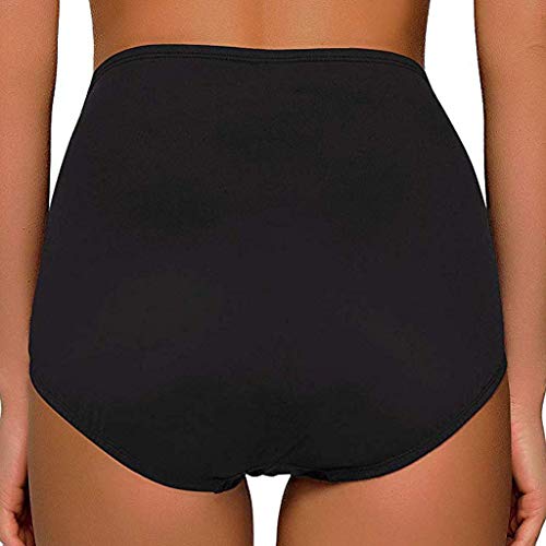 Trajes de baño Mujer SHOBDW Talle Alto Nadar Abajo Tanga Fruncido Tankini Pantalones Cortos De Chico Bragas Señoras Talla Extra Pantalones De Natacion Una Pieza Ropa de Playa Bañadores (L, T-Negro)