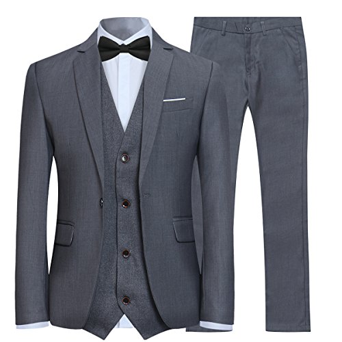 Trajes para Hombre 3 Piezas Slim Fit Boda Esmoquin Formal Un botón Cerrar Blazers Chaqueta Chaleco Pantalones