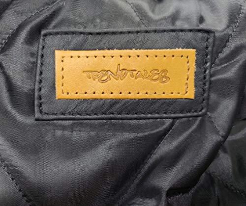 Trendtales Chaqueta de Cuero para Hombre, Piel de Cordero, Negro TTKL767 S