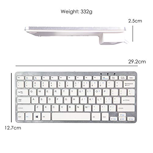 TRIXES Mini Teclado con Cable USB Teclado Delgado Plateado y Blanco – Conectar y Listo - Compacto y Duradero - Adecuado para Ordenador de Mesa, Apple Mac, Windows, Ordenador Portátil, etc.