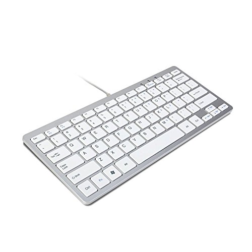 TRIXES Mini Teclado con Cable USB Teclado Delgado Plateado y Blanco – Conectar y Listo - Compacto y Duradero - Adecuado para Ordenador de Mesa, Apple Mac, Windows, Ordenador Portátil, etc.