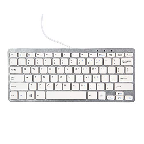 TRIXES Mini Teclado con Cable USB Teclado Delgado Plateado y Blanco – Conectar y Listo - Compacto y Duradero - Adecuado para Ordenador de Mesa, Apple Mac, Windows, Ordenador Portátil, etc.