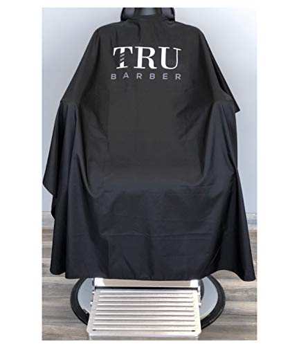 TRUBARBER capa de cuello de silicona negra con logo blanco