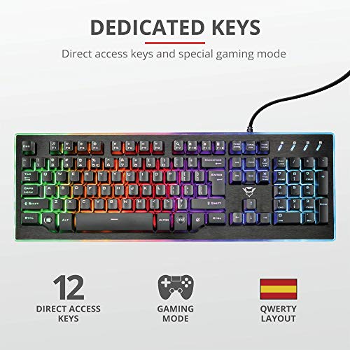 Trust Gaming GXT 860 Thura - Teclado Gaming LED semi mecánico, color negro