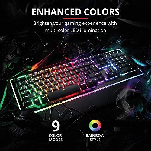 Trust Gaming GXT 860 Thura - Teclado Gaming LED semi mecánico, color negro