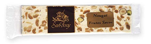 Turrón Nougat Frutos Secos - Formato de 300 gramos - Dulce típico francés similar al turrón - Elaborado en España