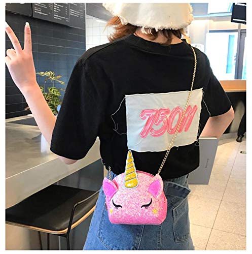 TXVSO Pequeño Brillo Monedero Unicornio Lindo Bolso Cierre de Cremallera para Niñas Adolescentes Mujeres, rosado