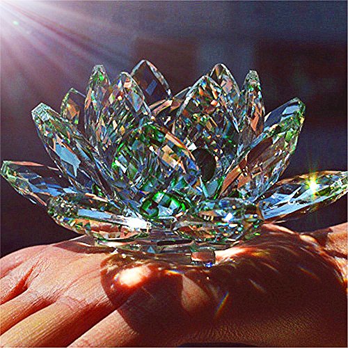 TYGJB Cristal de Cuarzo Fino Cristal de Lotus Flor de Loto Piedras Naturales y minerales Feng Shui Esfera Cristales Flores para Recuerdos de Boda (Azul)