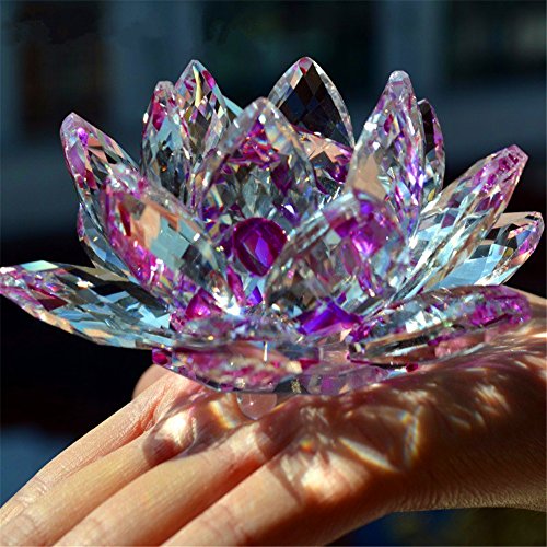 TYGJB Cristal de Cuarzo Fino Cristal de Lotus Flor de Loto Piedras Naturales y minerales Feng Shui Esfera Cristales Flores para Recuerdos de Boda (Azul)