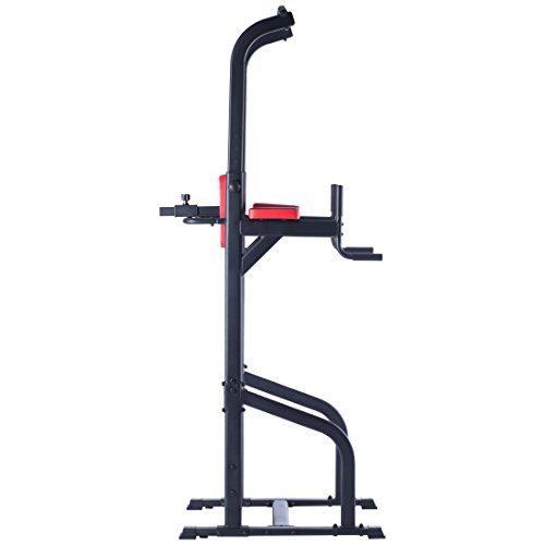 Ultrasport Power Tower Estación Multifuncional de Entrenamiento, Torre de Musculación y Fitness, Dip Station, Barra de Dominadas, Asas para Flexiones, Tamaño Regulable, Negro, 83 x 65 x 190-230 cm