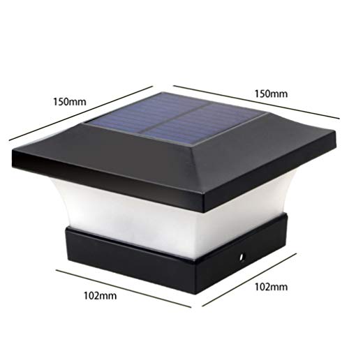 Uonlytech 2 Piezas de Postes Solares Luces Decorativas Led Pilar Columna Lámpara Valla Paisaje Cuadrado Tapa Luz para Jardín Patio Patio (Negro 3W 6000K Luz Blanca)