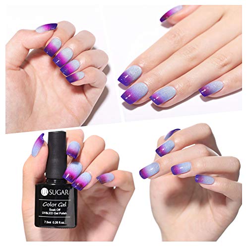 UR SUGAR 7,5ml Esmalte de Gel Kit, Ojo de Gato, Camaleón Color Cambia Temperatura, Glitter de Uñas Semipermanente UV LED Brillo, 6Pcs Manicura Ensemble pour Démarreur