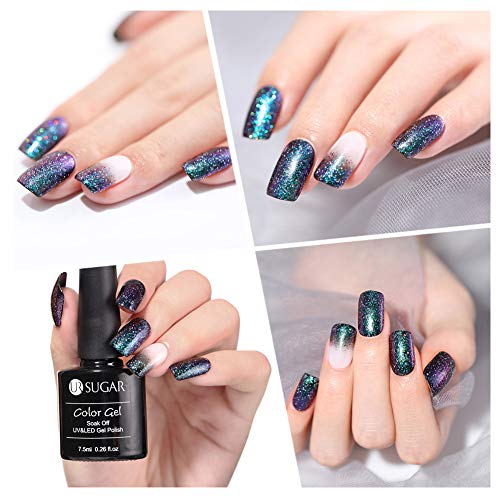 UR SUGAR 7,5ml Esmalte de Gel Kit, Ojo de Gato, Camaleón Color Cambia Temperatura, Glitter de Uñas Semipermanente UV LED Brillo, 6Pcs Manicura Ensemble pour Démarreur