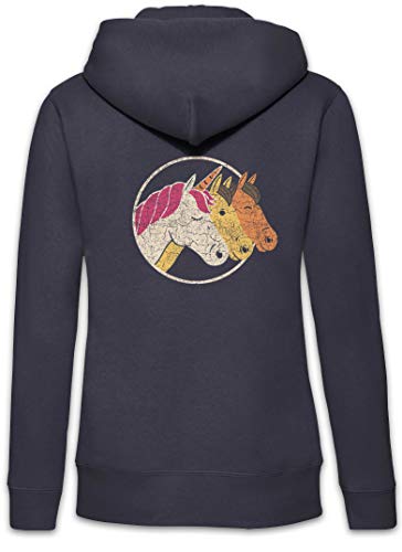 Urban Backwoods Unicorn & Horses Sudadera con Capucha Y Cremallera para Mujer Zipper Hoodie Azul Talla L