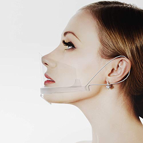 Urhome Visera Transparentes Reutilizables Lavables Antivaho | Pantalla Protectora de Plástico Catering | Face Shield para Boca y Nariz con Sonrisa Visible, 10 Unidades, Transparente