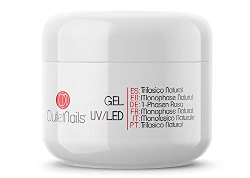 UV Gel Trifasico Natural 50ml - UV/Led Gel 3 en 1 para uñas de gel