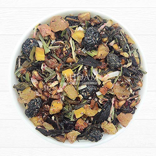 VAHDAM, té helado de manzana verde melocotón | 40 porciones, 8 cuartos | Ingredientes 100% naturales | Sabor del té Oolong y frutas tropicales | Té helado de durazno | 100gr (Set de 2) de la India