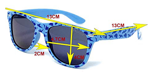 VENICE EYEWEAR OCCHIALI Gafas de sol Polarizadas para niño o niña - protección 100% UV400 - Disponible en varios colores (Azul dinosaurios)