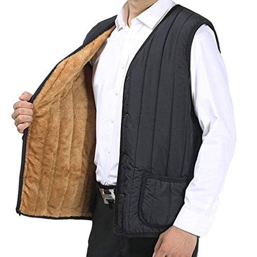 Veste D'Hiver Classique Décontractée Pour Plus Doublure Gilets Loisirs Hommes Doux Et Chaud Grandpa Bouton Boutonné Unique Avec Poches Veste Légère Décontractée (Color : Als Bild, Size : SG)