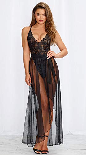 Vestidos Mujer Sexy Conjunto de Lenceria Sexy 2 Piezas Babydoll Encaje Transparente de Lencería Sexy para Mujer