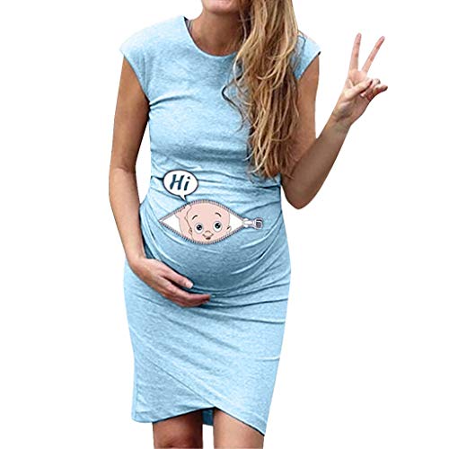 Vestidos sin Mangas de Mujer Ropa premamá Vestido de Maternidad Moda Estampado Baby Falda Larga Mujeres Embarazadas Suelto Casuales Woman Dress Verano MMUEJRY