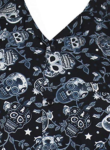 V.H.O. Funky Camisa Hawaiana, Skull, Grey, M