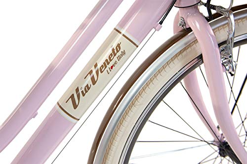 Via Veneto by Canellini Bicicleta Bici Citybike CTB Mujer Vintage Retro Via Veneto Aluminio (Rosa, 46)