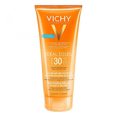 VICHY Idéal Soleil - Leche de gel para piel húmeda o seca SPF 30, 200 ml