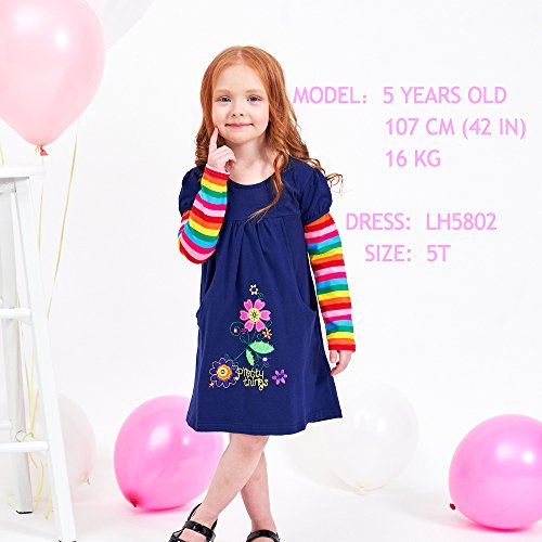 VIKITA Vestido Floral Manga Larga Algodón Niñas 2-8 años H5802Long 2T