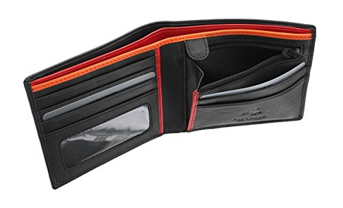 Visconti Colección Bond LE CHIFFRE Cartera de Cuero para Hombre BD707 Negro/Naranja/Rojo