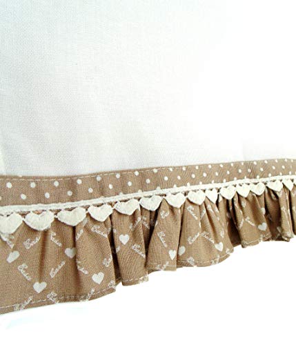 Visillo para Ventana, Cortina Corta de Ventana con Volantes Romántico Rústico Country Chic - Volantes - 45x70 - Blanco/Beige