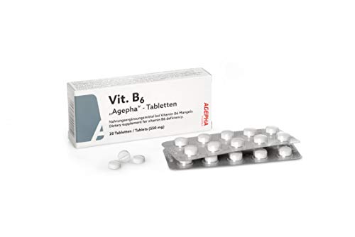 Vitamina B6 de AGEPHA PHARMA | Tabletas de Piridoxina de 20mg | Tabletas para Deficiencia de Vitamina B6 para Diabéticos y Embarazadas | 20 Tabletas