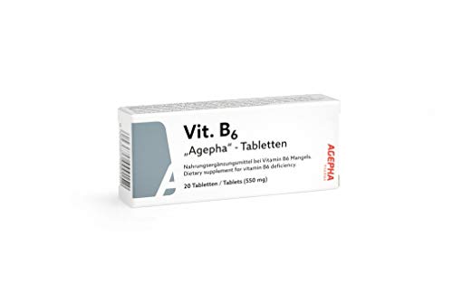 Vitamina B6 de AGEPHA PHARMA | Tabletas de Piridoxina de 20mg | Tabletas para Deficiencia de Vitamina B6 para Diabéticos y Embarazadas | 20 Tabletas