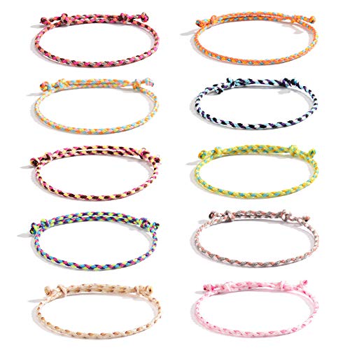 VU100 10 Piezas Pulseras de la Amistad para Mujeres y Niñas, Hechas a Mano, Trenzadas, Finas Cuerdas