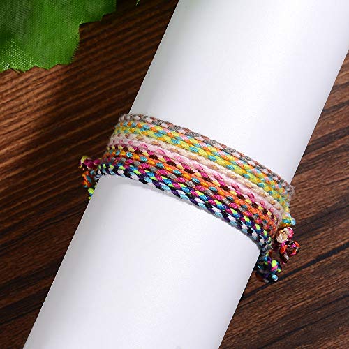 VU100 10 Piezas Pulseras de la Amistad para Mujeres y Niñas, Hechas a Mano, Trenzadas, Finas Cuerdas