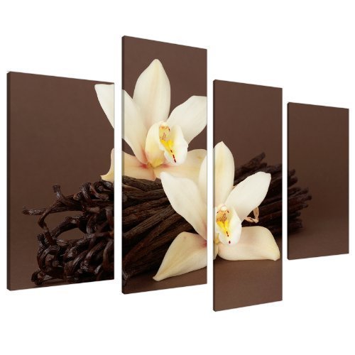 Wallfillers Cuadros en Lienzo Grande Floral Flor Orquídea Marrón Set de Imágenes XL 4121