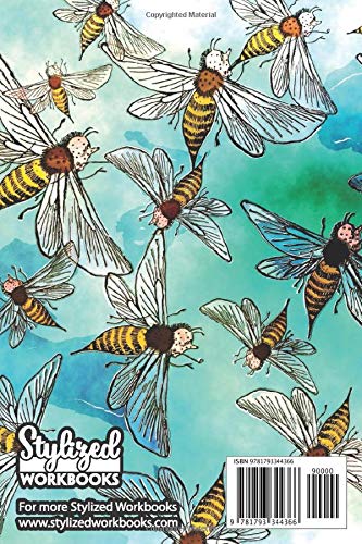 Watercolor Bees: 120 Pages 6” x 9” Blank Lined Notebook, Journal or Diary