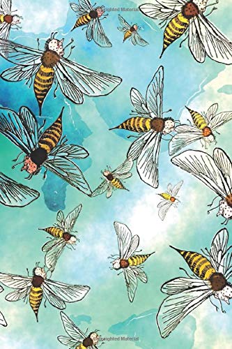 Watercolor Bees: 120 Pages 6” x 9” Blank Lined Notebook, Journal or Diary