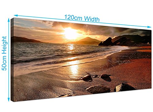 Wide Canvas Prints of a Beach Sunset for your Living Room - Modern Seaside Wall Art - 1131 - WallfillersÃ‚Â® by Wallfillers