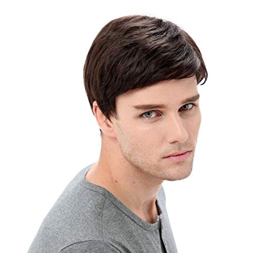 WIGSXIN Peluca para Hombres de Pelo Corto lacio, Natural Ondulado con Capas Peluca de Pelo para Men Uso Diario Carnaval Disfraz Fiesta Halloween 12",01