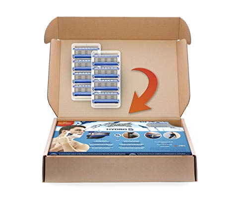 Wilkinson Sword FFP BOX Hydro 5 - Caja de 8 Recambios de Cuchillas de Afeitar de 5 Hojas para Hombres, Recambios Desechables de Afeitado Manual