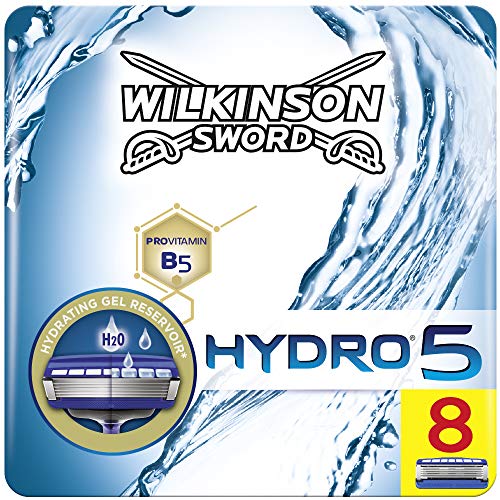 Wilkinson Sword FFP BOX Hydro 5 - Caja de 8 Recambios de Cuchillas de Afeitar de 5 Hojas para Hombres, Recambios Desechables de Afeitado Manual