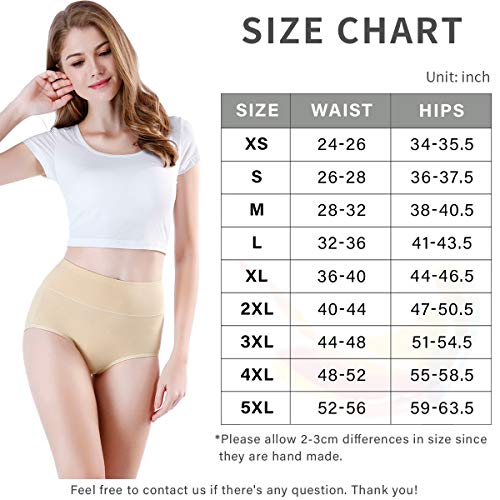 wirarpa Braguitas Culotte Algodón para Mujer Bragas de Cintura Alta Cómodo Faja Reductora Ajustan Pack de 4 Beige XXXL