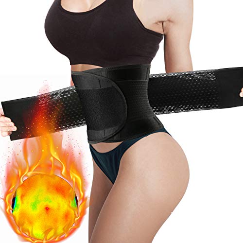 WOSTOO Mujer Cintura Entrenador, Fajas Reductoras Adelgazantes Mujer Fajas Reductoras Adelgazantes Faja Reductora Cinturón Lumbar Abdomen Adjustable para Deporte Fitness - Negro