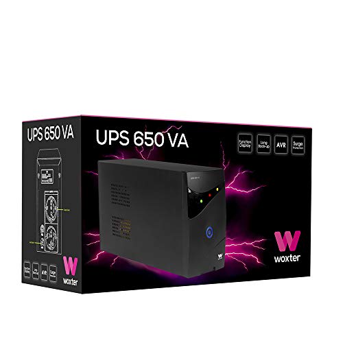 Woxter UPS 650 VA - Sistema de Alimentación Ininterrumpida SAI (650VA/360 watts, Autonomía aprox 8 minutos)