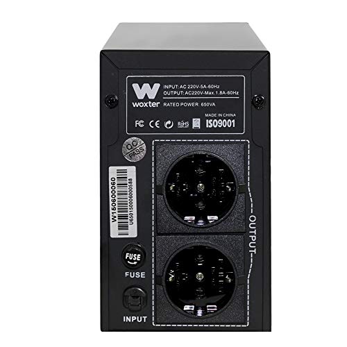 Woxter UPS 650 VA - Sistema de Alimentación Ininterrumpida SAI (650VA/360 watts, Autonomía aprox 8 minutos)