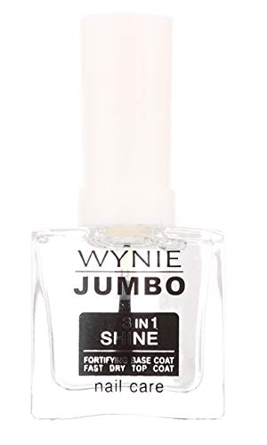 WYNIE JUMBO 306 - Base y Top Coat 3 en 1 Base para Fortalecer Endurecer Uñas y Top Coat Extrabrillo Secado Rápido de Larga Duración - 15 ml