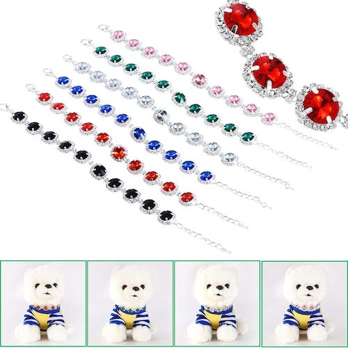 WZhen Joyería De Moda Perro Cristal Collar Rhinestone Collar Elegante Bling Brillante Mascota Accesorios De Boda para Cachorro - Azul S